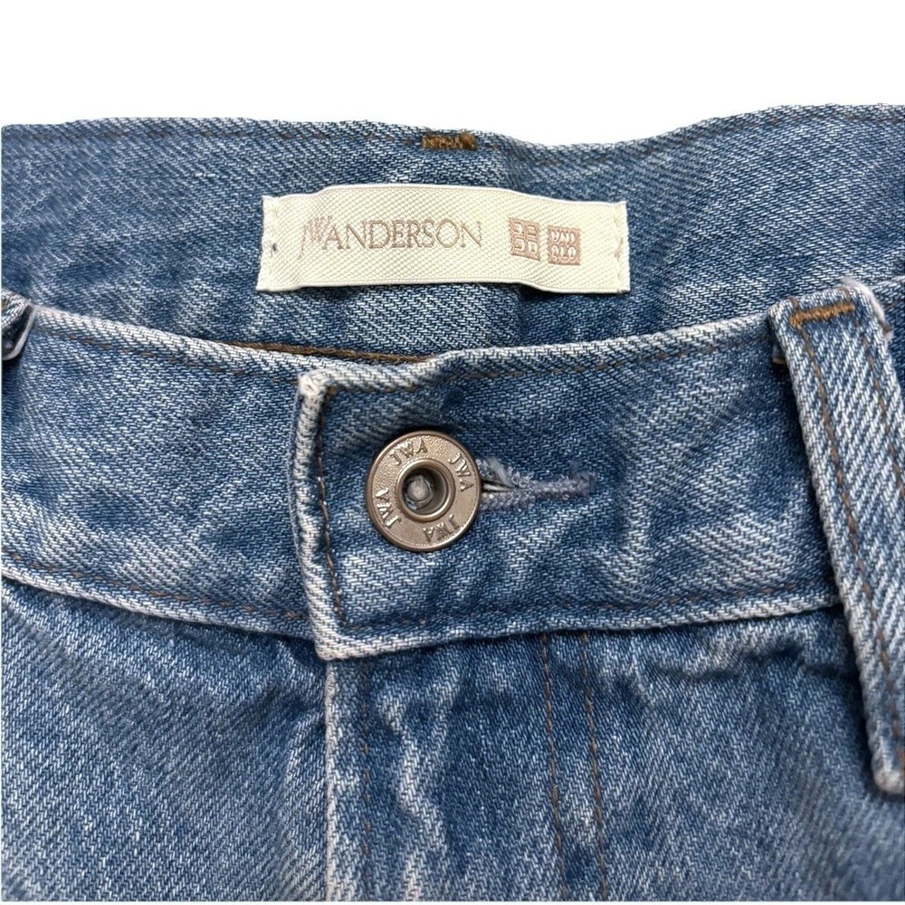 JW Anderson Uniqlo Straight Fit Denim Jeans Women 32x27 Medium Blue 100% Cotton - Picture 3 of 9